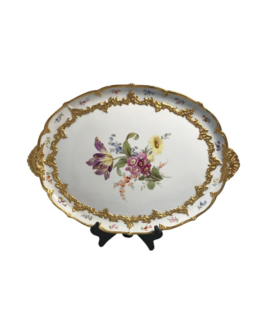 Large Antique Meissen Gilded Charger (1 of 3)