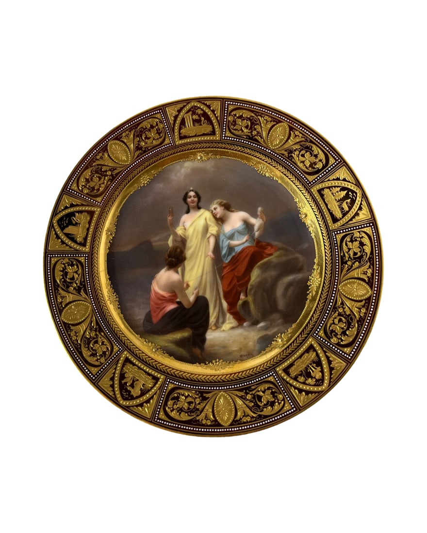 Antique Royal Vienna Plate Three Fates Signed Wagner (1 of 5)