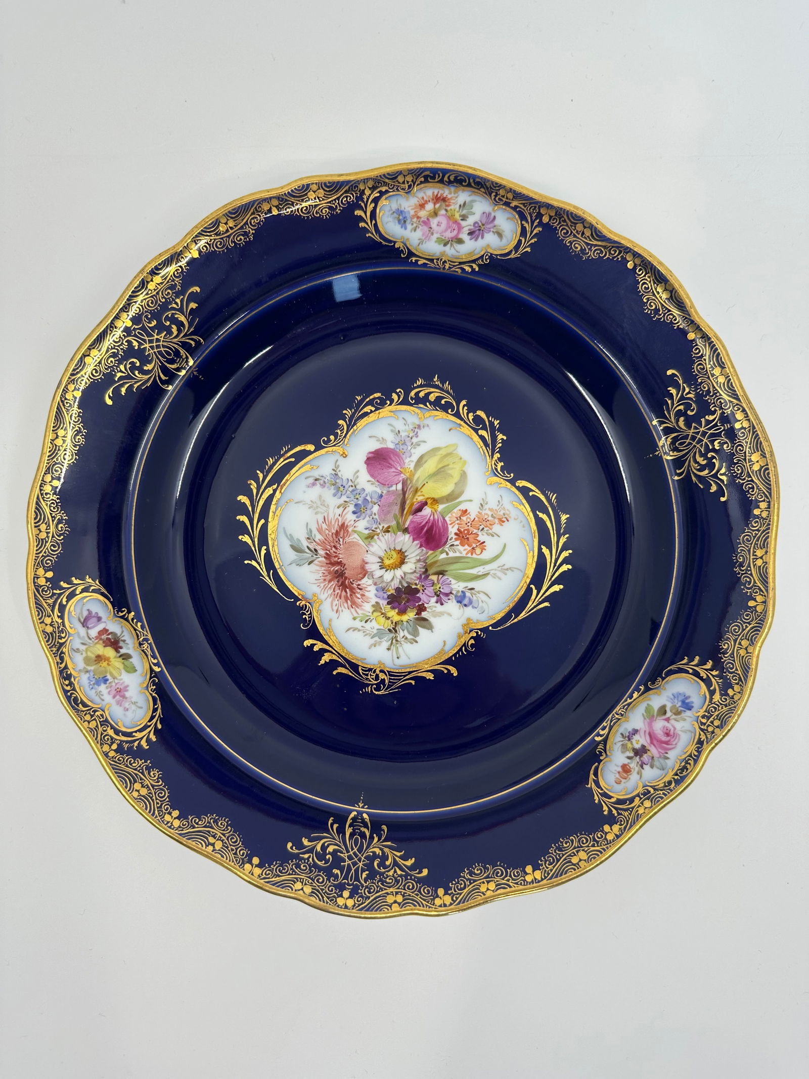 Antique Meissen Cobalt Floral Plate (1 of 5)