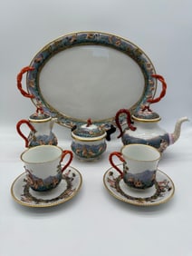 A MEISSEN PORCELAIN CAPODIMONTE-STYLE COFFEE SET