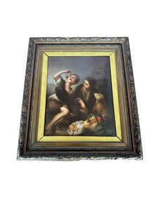 MONUMENTAL ANTIQUE KPM PORCELAIN PLAQUE AFTER MURILLO