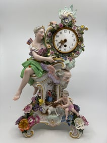Meissen Mythological flower-encrusted clock