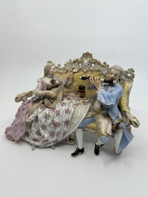 Meissen Crinoline group on sofa Size