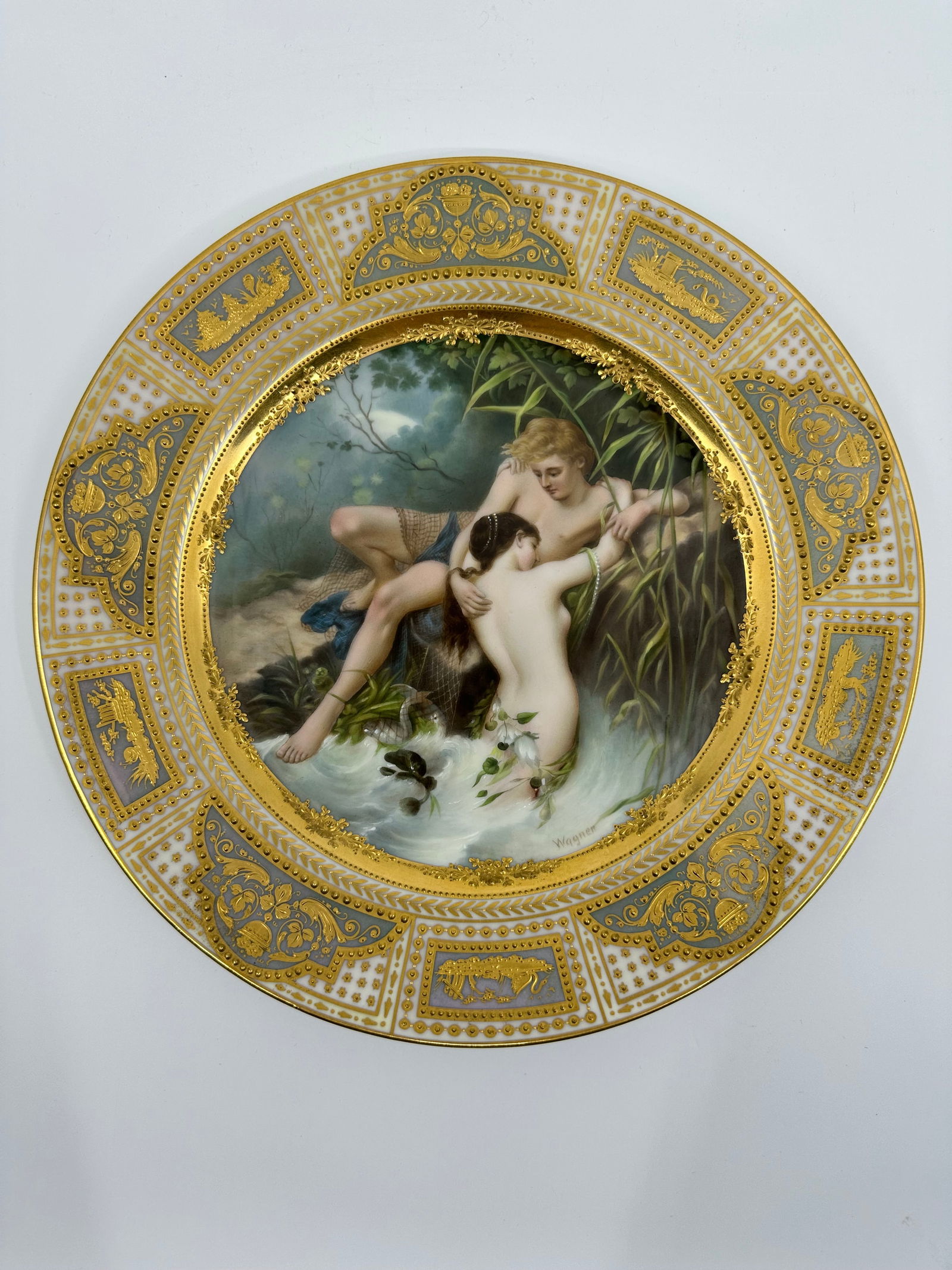 ANTIQUE ROYAL VIENNA HAND PAINTED PLATE SIGNED WAGNER (1 of 5)