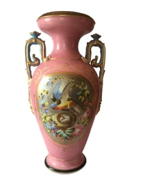 Antique Old Paris Porcelain Hand Painted Vase Platinum