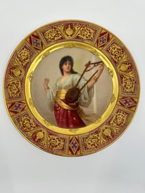Antique Royal Vienna Porcelain Hand Painted Portrait Plate Signed