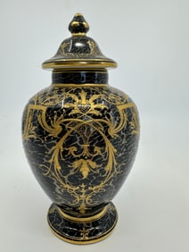 A Berlin KPM porcelain vase with relief gold tendrils