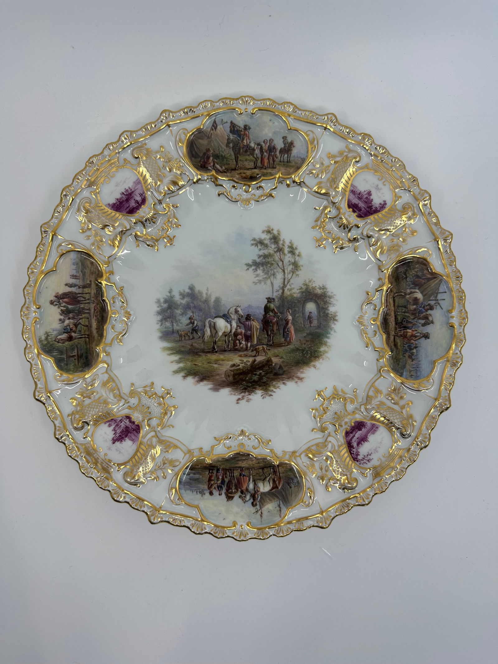 ANTIQUE MEISSEN PORCELAIN WATTEAU CABINET PLATE (1 of 8)