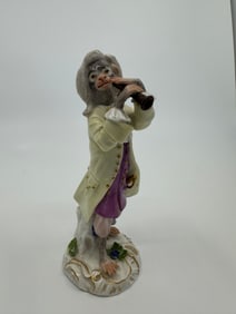 EARLY ANTIQUE MEISSEN PORCELAIN MONKEY BAND FIGURE