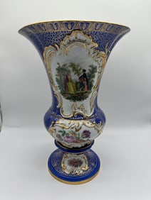 Meissen Urn Form Cobalt Blue Porcelain Vase