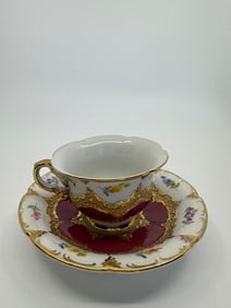 Antique Meissen B-Form Cup and Saucer