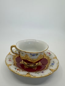 Antique Meissen B-Form Cup and Saucer