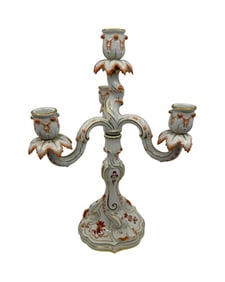 Antique Meissen Porcelain Red Dragon Four-Light Candelabra