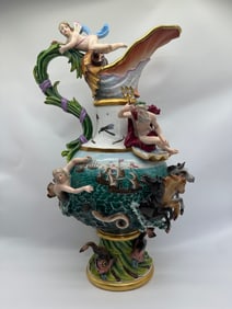 A MEISSEN PORCELAIN 'ELEMENTS' EWER EMBLEMATIC OF WATER