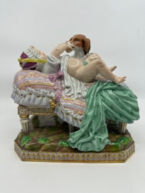 Antique MEISSEN CHILD AND DOG GROUP ("DIE SANFTHEIT DER KINDHEIT") LATE 19TH CENTURY