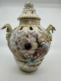 KPM BERLIN PORCELAIN WEICHMALERIE POTPOURRI COVERED VASE