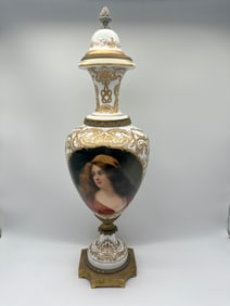 Exceptional Antique Royal Vienna Hand Painted Portrait Vase Signed Wagner