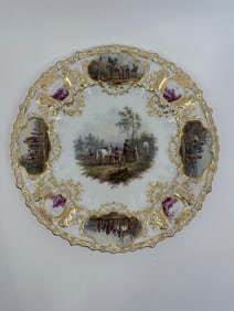 ANTIQUE MEISSEN PORCELAIN WATTEAU CABINET PLATE
