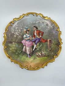 Large Antique Sevres Porcelain Hand Painted Charger Signed