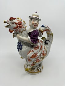 Antique Meissen Porcelain Chinoiserie Figural Mustard Pot and Cover