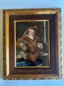Antique KPM Hand Painted Porcelain Plaque of Portrait Of Falstaff