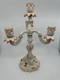 Antique Meissen Porcelain Red Dragon Four-Light Candelabra