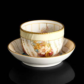 Rare Antique KPM Porcelain Weichmalerei cup and saucer (1 of 6)
