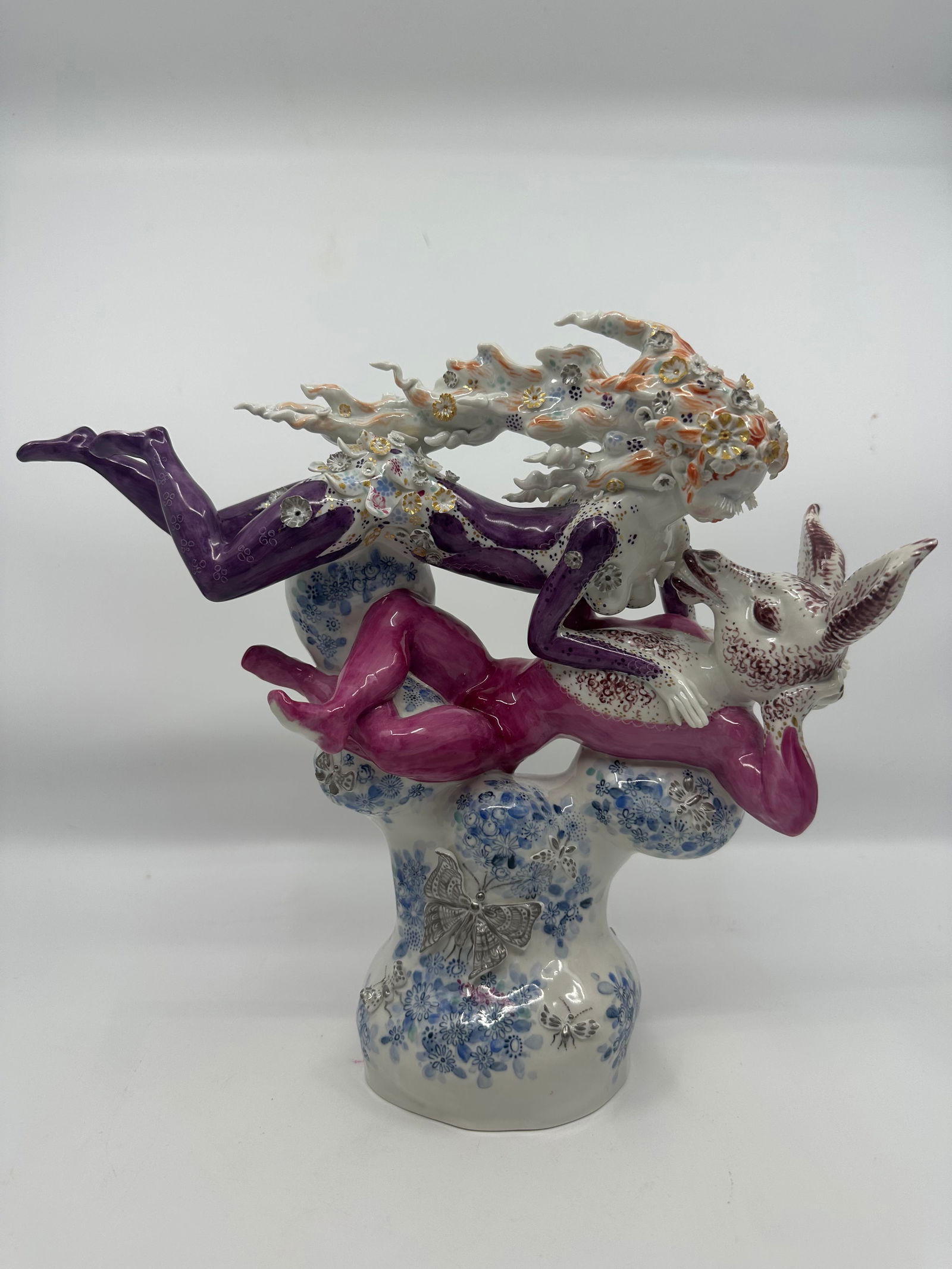 A Peter Strang porcelain figure, 'Titania mit Zettl', Meissen, Germany. (1 of 9)