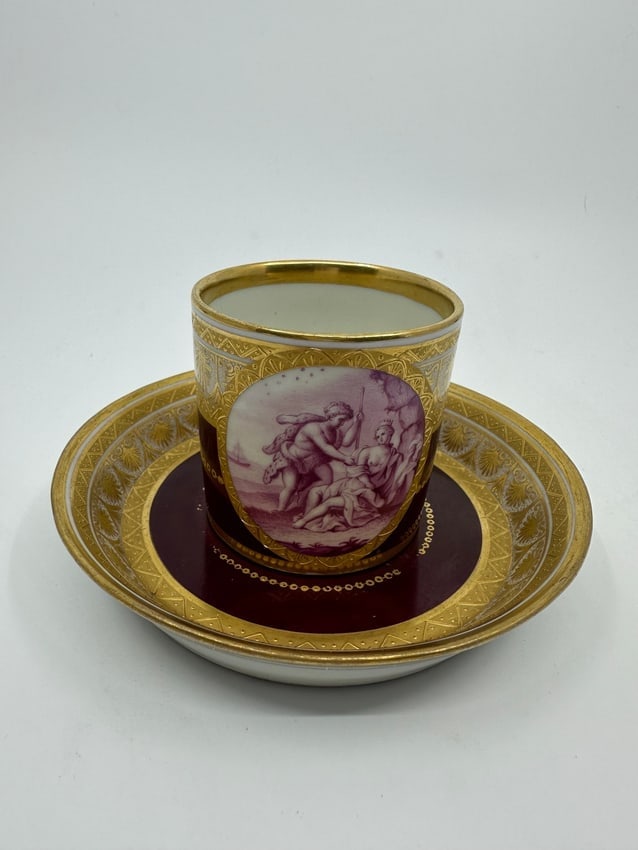 Antique Vienna cup and saucer depicting mythological scene (1 of 7)