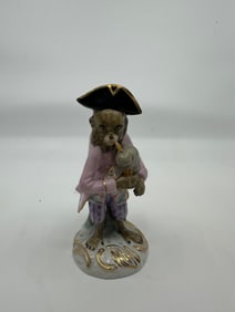 Meissen Style Monkey Band Musician German Porcelain Figure