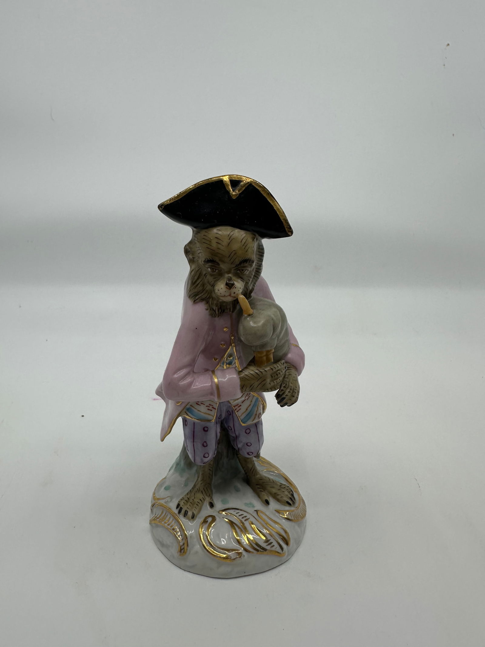Meissen Style Monkey Band Musician German Porcelain Figure (1 of 3)