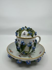 MEISSEN "FORGET ME NOT" CUP & SAUCER