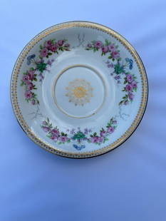 ANTIQUE IMPERIAL SEVRES PORCELAIN GILDED CABINET PLATE CIRCA 1866: Antique Imperial Sevres Porcelain plate with flower decoration, with hand painted decoration of groups of flowers, in a gilt scrolls in gold on a striated background. Circa 1866 Decorated 1867D. 24,4