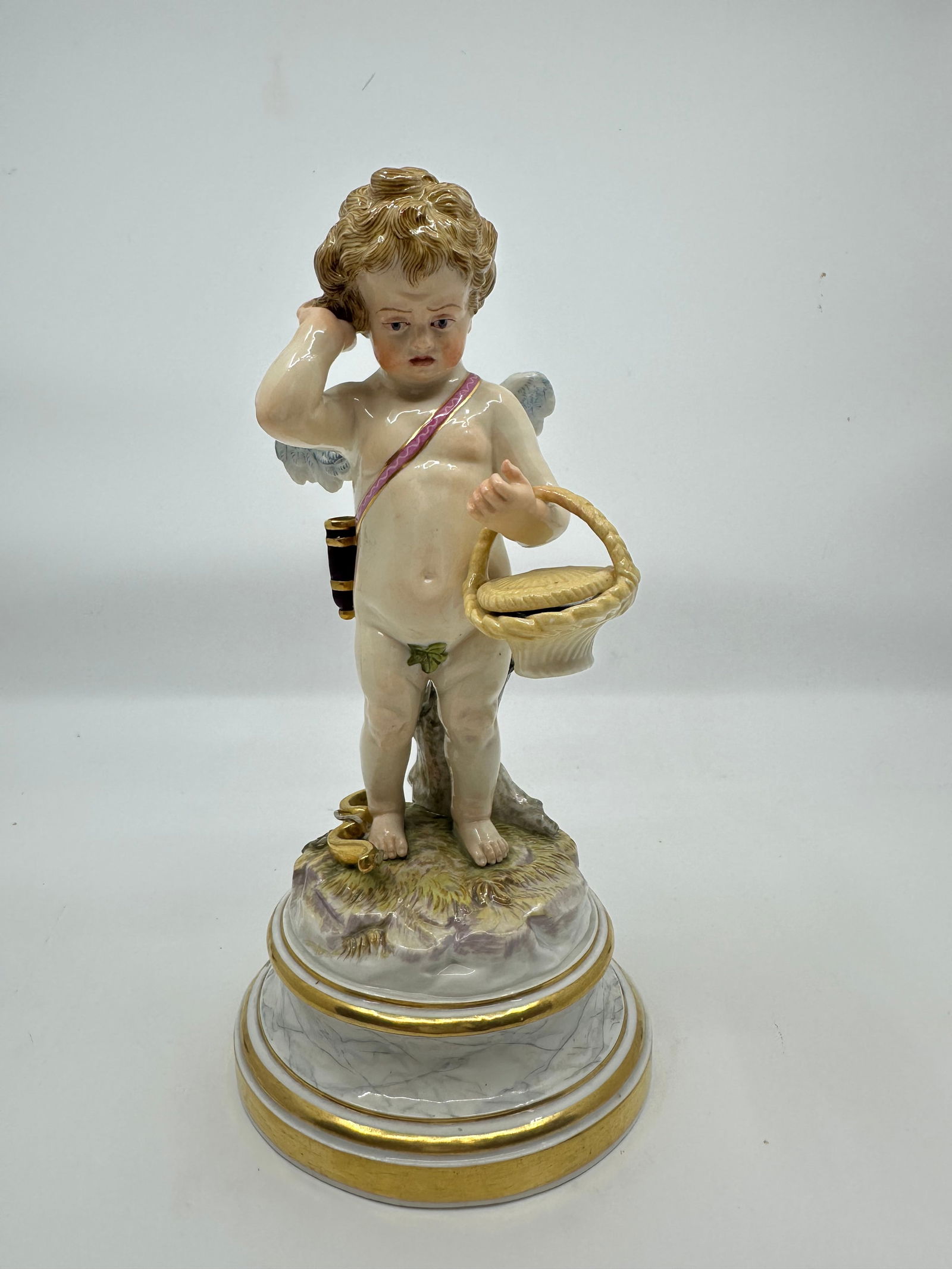 Antique meissen cupid carrying basket (1 of 8)