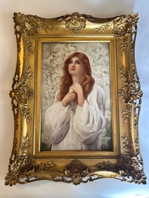 A KPM painted porcelain plaque of Devotion Berlin, late 19th/early 20th century