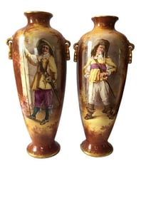 Antique Pair of Royal Bonn Porcelain Dresden Vase