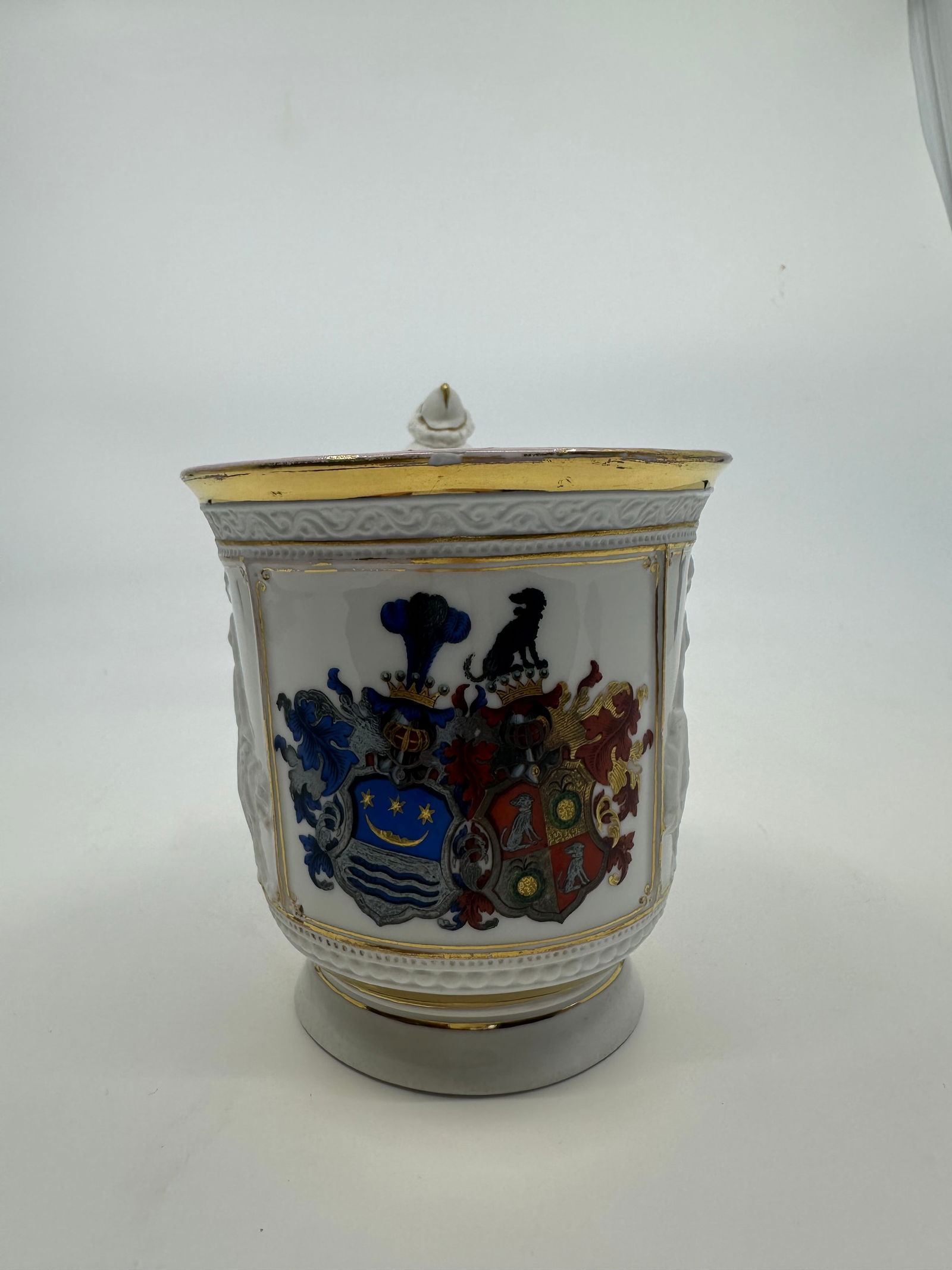 Antique KPM Berlin Gold Encrusted Biscuit Porcelain Cup: KPM Berlin Gold Encrusted Biscuit Porcelain Colored Magnificent Cup Dimensions H: 4 5/8 in. (11.7 cm.)