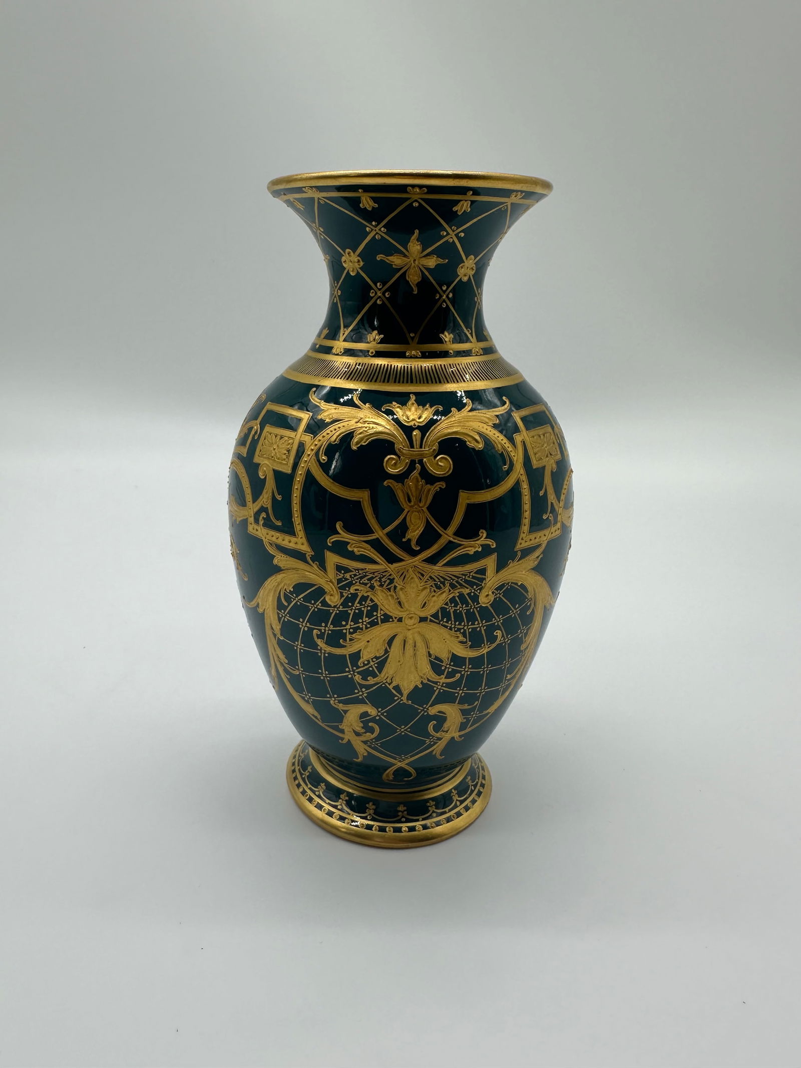 Rare Antique Berlin KPM porcelain vase with relief gilding (1 of 6)