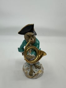 Meissen Style Monkey Band Musician German Porcelain Figure