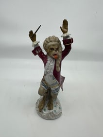 Meissen Style Monkey Band Musician German Porcelain Figure
