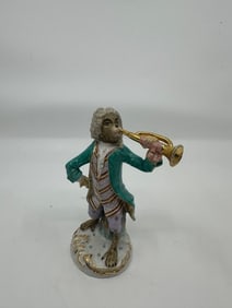 Meissen Style Monkey Band Musician German Porcelain Figure
