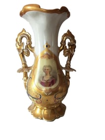 ANTIQUE CONTINENTAL OLD PARIS PORTRAIT PORCELAIN VASE