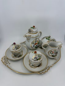 Rare Antique Meissen Porcelain Birds tea set