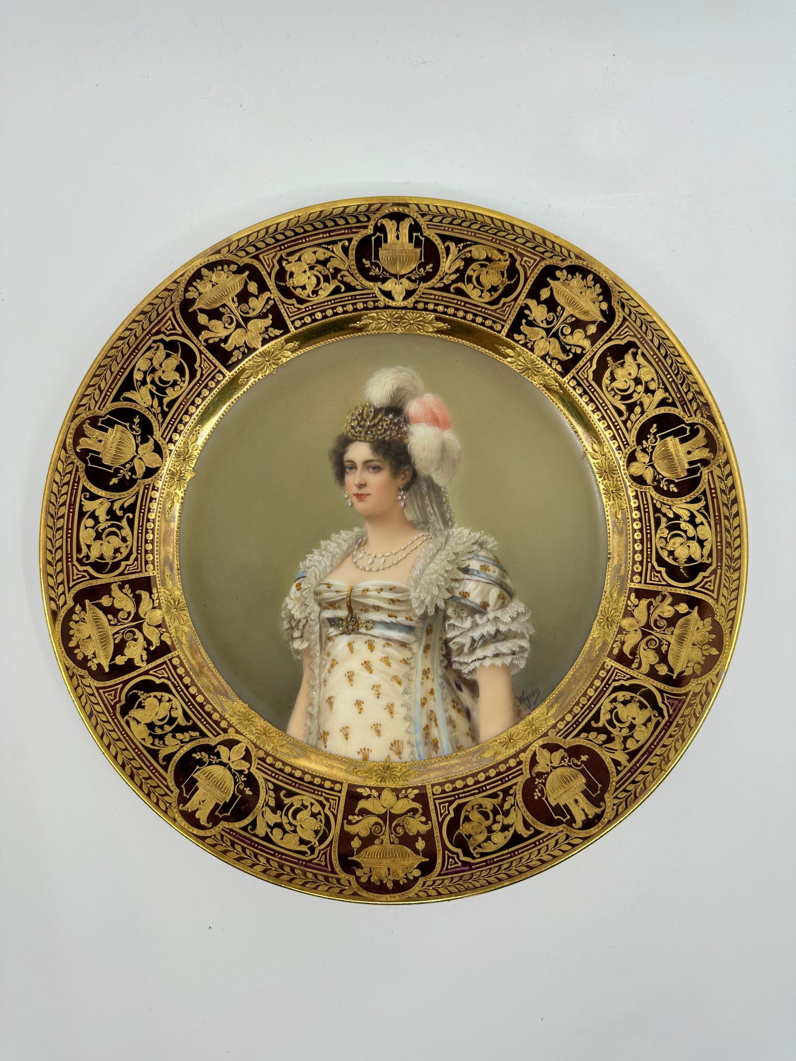 Stunning Antique Royal Vienna Porcelain Hand Painted Plate Singed Wagner (1 of 3)