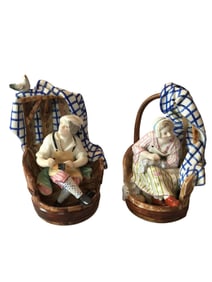 Antique Meissen Style Pair of Cobblers Dresden
