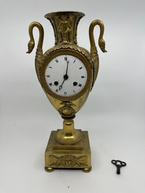 ANTIQUE FRENCH EMPIRE GILT AND BRONZE CLOCK