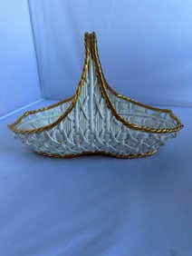 MEISSEN FLORAL PORCELAIN HANDLED BASKET