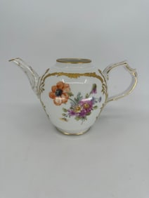Antique KPM Porcelain Teapot, 19th c., with floral and gilt