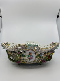 A MEISSEN FLOWER-ENCRUSTED BASKET