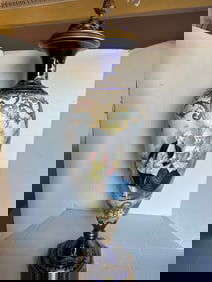 MONUMENTAL ORMOLU-MOUNTED SEVRES PORCELAIN COBALT-BLUE GROUND VASE AND COVER